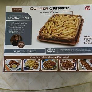 COPPER CHEF 2 -PIECE  SET COPPER CRISPER TRANSFORM YOUR OVEN INTO AN AIR FRYER